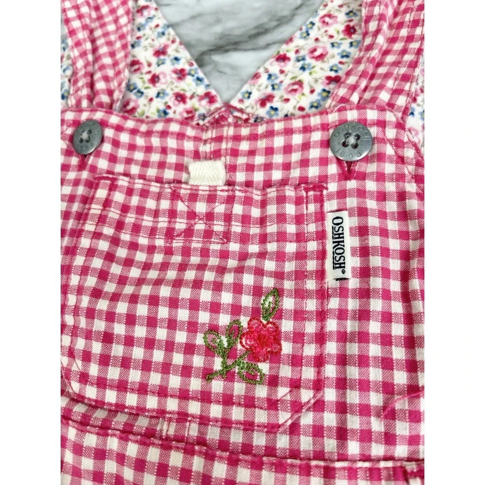 Vintage Oshkosh Girls Picnic Overall Dress Size 2T Vestbak 90's Cottage Core